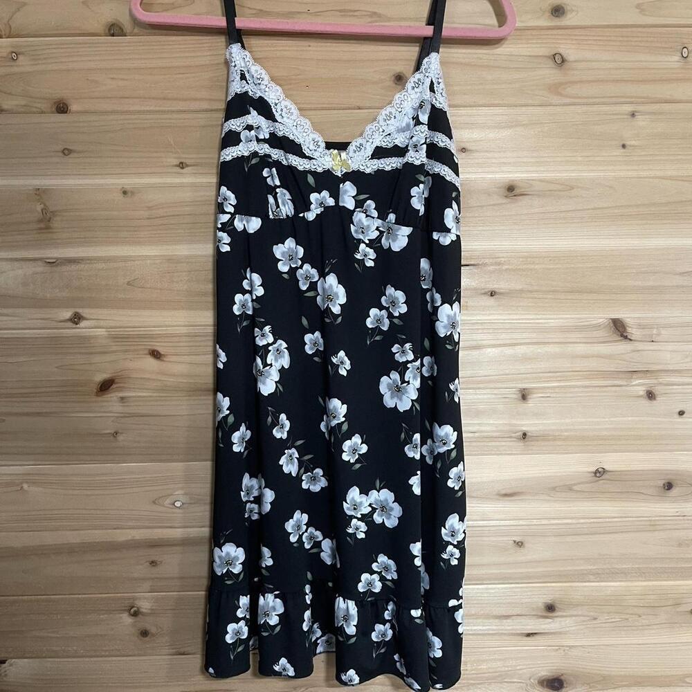 Black Floral Lace Slip Dress